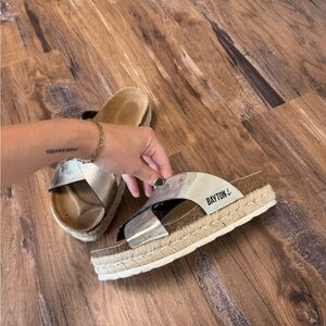 Silver Espadrille Sandals for Women